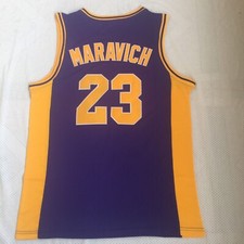 Retro Vintage Men's Pete Maravich LSU #23 Jersey  Stitched Purple picture