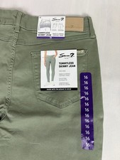 NWT Seven7 Womens Tummyless High Rise Skinny Jeans Olive Green Stretch Size 16 picture