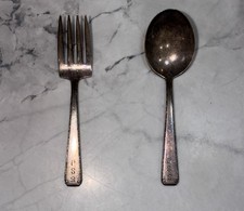 Antique H.J. Howe Sterling Silver Fork & Spoon Syracuse NY Monogrammed. picture