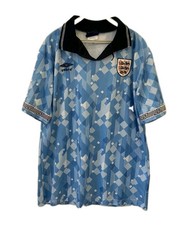 Vtg 1990 England National Team Third Jersey Umbro Original Blue Diamond XL #44 picture