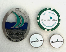 Chambers Bay Lot/Golf Bag Tag-poker chip ball marker- 2 ball markers 1” picture