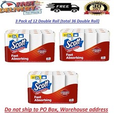 NEW Scott Paper Towels Bulk 72 Regular Rolls 36 Double Rolls 3 Packs of White picture