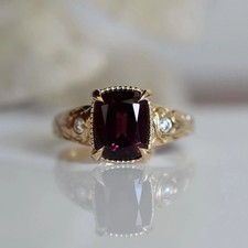5.40 Ct Cushion Cut Natural Ruby & Diamond Wedding Ring 14K  Yellow Gold picture