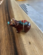 Authentic Native American Bear Fetish With Turquoise & Coral picture