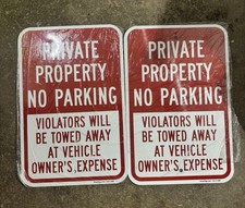 SmartSign 12x18 Private Property No Parking Tow Away Sign Metal Set of 2 picture