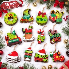 Set of 36 Wooden Christmas Decorations - Perfect for Festive Holiday Displays picture