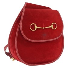 GUCCI Horsebit Shoulder Bag Suede Red Gold 003 2113 0034 Auth ep16294A picture