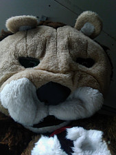 Full Body Animal Faux Fur Fursuit Costume w/ Head Mask, Brown/White/Beige picture