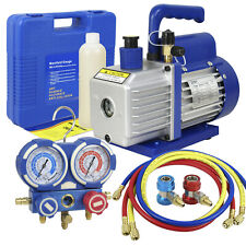 3,5CFM 1/4hp Air Vacuum Pump HVAC Refrigeration AC Manifold Gauge Set R134a Kit picture