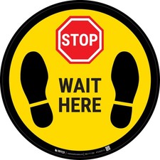 STOP - Wait Here Floor Sign 12