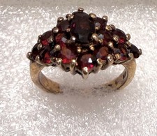 My Mother’s BEAUTIFUL Vintage MidCentury 925 Gold on Silver Garnet Cluster Ring  picture