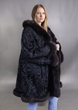 Real Luxury Persian Lamb Broadtail Karakul Fox Fur Coat Jacket Pelz size XL -R37 picture