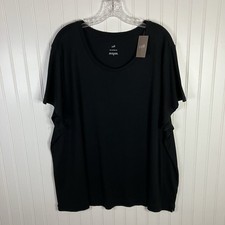 NWT J Jill Pima Cotton Tee Womens Size 4X Black Short Sleeve Slub Knit Tunic Top picture