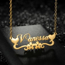 Custom Butterfly Heart Name Necklace - Stainless Steel Pendant Jewelry Gift picture