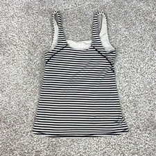 Lululemon Tank Top Womens M Black White Striped Built In Bra Yoga Gym Workout picture