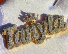 2.21 ct Genuine Moissanite Custom Any 6 Letter Name Layered Pendant 925 Silver picture