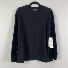 Athleta Retroplush Velvet Crewneck Sweatshirt Size Medium Black Pullover picture