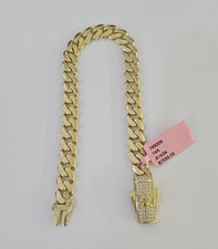 14K Royal Monaco Cuban Bracelet Yellow Gold 8mm 8 inches Box Lock picture