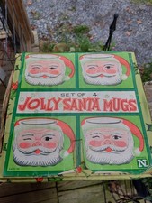 Vtg Never Used Original NapcoWare Jolly Santa Winking Face Mugs Japan X435 w/box picture