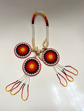 Vintage Native American Indian Beaded Necklace with Starburst Medallion Pendants picture