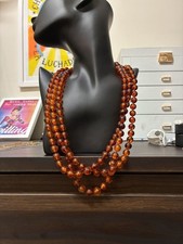Vintage 1970s Baltic Amber Beaded Rope Necklace Opera Length picture