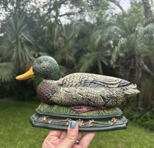 Vintage Cast Iron Mallard Duck Door Stop Bookend Rustic Hunting Lakehouse picture