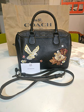 Coach Limited Edition 2018 Tattoo Bennett. Black Leather With Birds And Flowers. picture