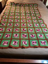Vintage Handmade Wool Afghan - Beautiful Fall Colors - 70 X 46   picture