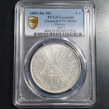 Mexico Second Republic 8 Reales 1883 Do MC Durango Mint PCGS UNC Detail picture