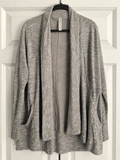 Athleta Cardigan Women’s Large Gray Heather Open Front Long Pocket Sweater picture