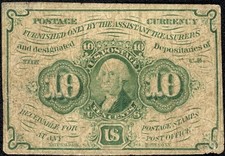 First Issue Ten Cent Postage Currency Fractional Note 10C Fr#1243 picture
