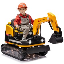 Yellow/Blue/Red 12V Battery Power Kids Ride On Excavator Bulldozer 360° w/Remote picture