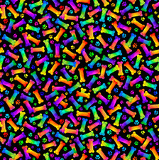 Rainbow Dog Bones & Paw Prints Fabric 18” x 44” 100% Cotton picture