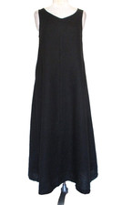 FLAX Women’s Linen Maxi Dress Sleeveless Cottagecore Lagenlook Size P Black picture