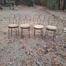 Set of 4 Antique Ice Cream Parlor Chairs  Twisted Wrought Iron picture