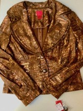 NWT Christina Gold With Faux Snakeskin Trim Jacket. Size M.  100% Polyester picture