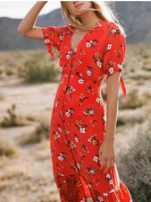 Maeve Anthropologie Eudora Midi Dress NWT, Sz 6 Boho Romantic Swingy Cottagecore picture