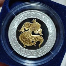 2021 Laos Lucky GoldFish Silver Coin Gold Gilded Happiness Good Luck Dream Wish picture