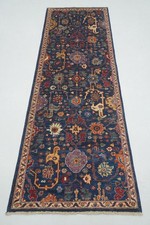 3x8 ft Navy Blue Bidjar Afghan Hand knotted Oriental Runner Rug picture