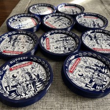100 Lot VINTAGE Ruppert Knickerbocker Metal Coasters Beer/drink Coaster Band picture