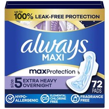 Always Maxi Overnight Pads with Wings, Size 5, Extra Heavy Overnight,...  picture