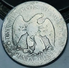 1875 CC Twenty Cent Piece 20C Ungraded 90% Silver US Coin CC31552 picture
