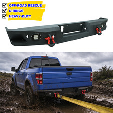 For 2006-2014 Ford F150 Steel Rear Bumper Assembly w/ LED Lights & D-Rings picture