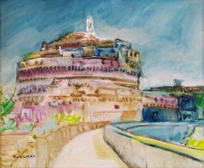 Amedeo Ruggiero Rome Cityscape Castel Sant'Angelo Modernist Oil Painting signed picture