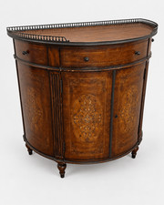 Antique Wood Inlay Demilune Sideboard Cabinet Gallery Rail Traditional picture