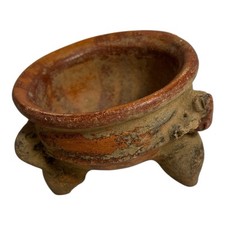 Antique Pre-Columbian Handmade Terracotta Tripod Footed Bowl picture