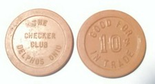 THE CHECKER CLUB DELPHOS, OHIP VINTAGE VAULT .10 CENT CHIP GREAT FOR COLLECTION picture
