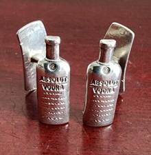 RARE VINTAGE SPORRONG 925 STERLING SILVER A11 ABSOLUT VODKA BOTTLES CUFFLINKS picture