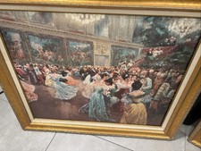 Vintage Victorian Wooden Gold Gilt Ornate Frame Painting Print On Canvass 20x24 picture