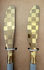 NEW Mackenzie-Childs Sterling spreader Set of 2 Grey and Gold picture